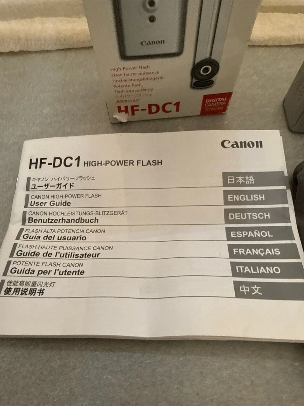 Canon HF-DC1 Flash Accessory in Red, White, Silver